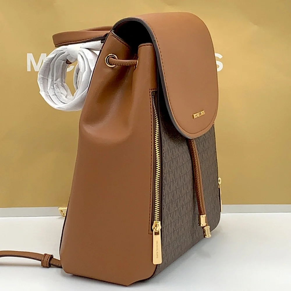 MICHAEL KORS PHOEBE MEDIUM DRAWSTRING BACKPACK BROWN SIGNATURE COLOR
